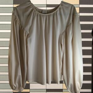 A New Day small long balloon sleeves polyester beige woman's casual blouse.